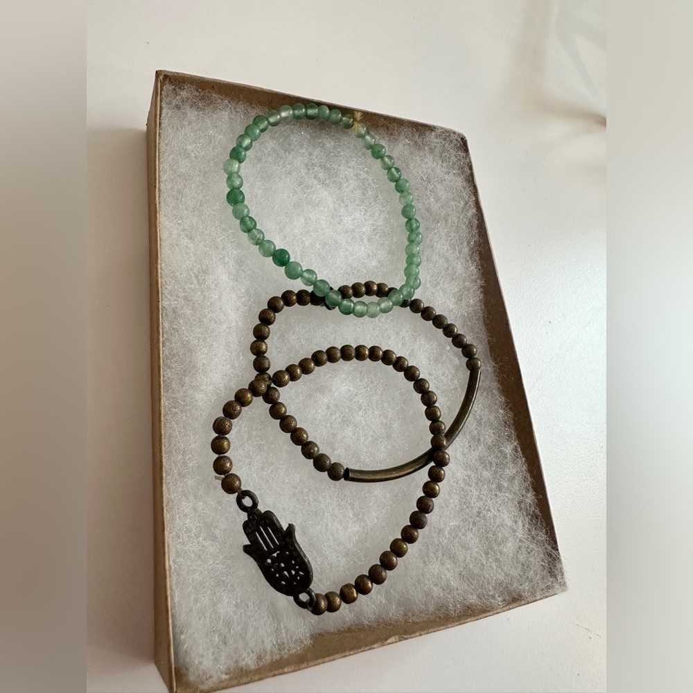 Lots of 3 beaded bracelets. Hamsa